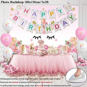 לימון Unicorn ספקי צד קישוטי שולחן בלונים ורוד תמונה אבזרי רקע יום הולדת אבנט יום הולדת ילדה Globos - Product Image 3