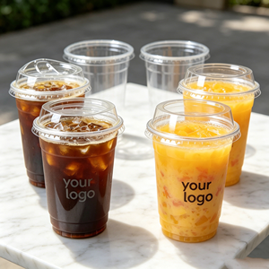 แก้วกาแฟเย็นแบบใช้แล้วทิ้งขนาด 500 มล. โปร่งใส สำหรับร้านกาแฟ น้ำผลไม้ เครื่องดื่มเย็น ขายส่ง พร้อมฝาโดม - Product Image 1
