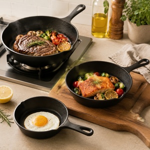Wholesale Cast Iron Skillet <b>Small</b> Uncoated Frying <b>Pan</b> Flat Bottom Steak Egg Mini Fry <b>Pan</b> Set for Cooking Camping - Product Image 4