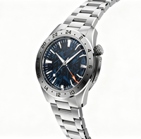 Montres mécaniques pour hommes de 40 mm alimentées par un mouvement Miyota 9075 GMT automatique, cadran en météorite véritable avec BGW9