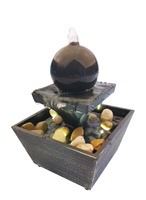 Fontaine d'eau de table en résine pour mariage avec sphère rotative, lumière LED chaude, design zen asiatique, pour intérieur, maison, bureau
