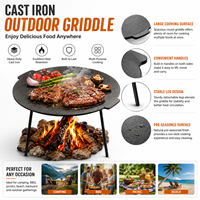 Plaque de cuisson en fonte pour l'extérieur avec pieds pliables, poêle à griller portable pour le camping, pour les grillades, les crêpes et la cuisine en plein air