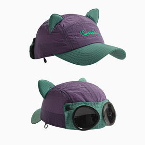 Nouveauté chapeau de pilote casquette de lunettes inversée 5 panneaux chapeaux de <span class=keywords><strong>camping</strong></span> à séchage rapide casquette de baseball à oreilles de chat de couleur assortie - Product Image 6