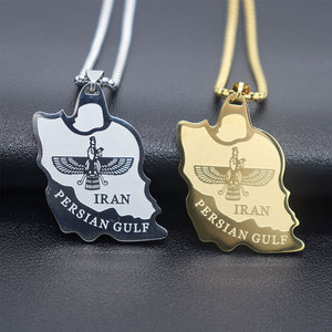 Collier étanche en acier inoxydable doré pour femme, bijoux plaqué or 18 carats, collier carte de l'Iran pour femme, collection 2026 - Product Image 1