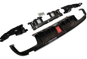Difusor LUFENG W205, Difusor de Parachoques Trasero ABS, Negro Brillante, Labio Trasero con Puntas de Escape para Mercedes W205, Estilo <span class=keywords><strong>Barbus</strong></span> - Product Image 2