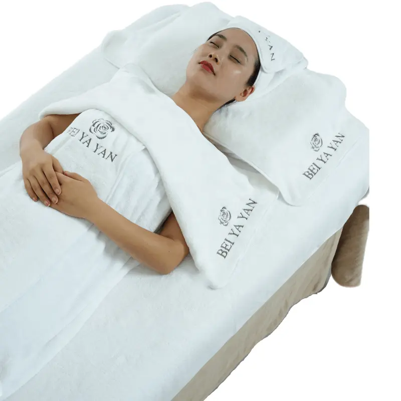 Hojas de fisioterapia de masaje de fábrica, Toalla de baño absorbente gruesa, juego de toallas de spa de salón de belleza profesional 6 uds