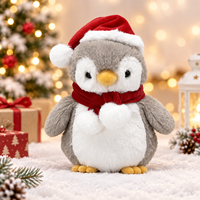 Peluche pingouin de Noël personnalisée, jouet en peluche doux avec chapeau de Père Noël et écharpe, cadeau de Noël mignon pour enfants, OEM ODM