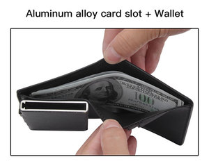 Pop Up Aluminio Rfid Bloqueo Delgado Metal Cuero genuino Smart Pu Cuero <span class=keywords><strong>Crédito</strong></span> para hombres Cartera Linda Titular de la tarjeta de identificación - Product Image 4