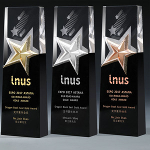 Crystal <b>Trophy</b> With Five Pointed Star Laser Engraved K9 White Crystal Business Gift Award <b>Plaque</b> - Product Image 3