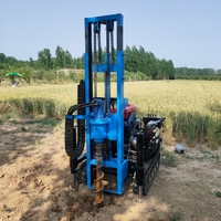 Foreuse hydraulique sur chenilles, alimentée au diesel, petite plateforme, profondeur max. 20 m, pour forage de puits d'eau et pieux, diamètre de forage 120 mm à 200 mm