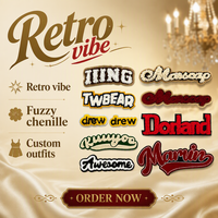 Patch en chenille 3D personnalisé avec logo, lettres brodées, à thermocoller, pour chapeau, vêtements, sac