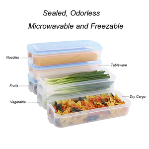 3 gói rõ ràng hình chữ nhật mì hộp lưu trữ thực phẩm nhựa Stackable <span class=keywords><strong>container</strong></span> thực phẩm với nắp cho tủ lạnh - Product Image 3