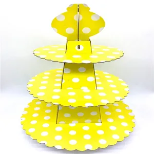 2020 Cartoon Papier Taart Staan Drie Lagen Vouwen Cupcake Dessert Candy Cookies Houder Rack Kids Verjaardagsfeestje Supplies