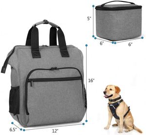 Sac à dos de voyage pour chien certifié BSCI, sac de transport pour chat, accessoires pour animaux de compagnie avec 2 bols pliables en silicone, 2 porte-nourriture, 1 - Product Image 1