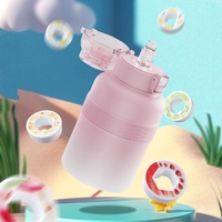 Bouteille de sport isotherme en acier inoxydable de 600 ml pour étudiants, enfants, filles, avec anneau aromatisé aux fruits, paille à boire directe, pour la salle de sport et le camping