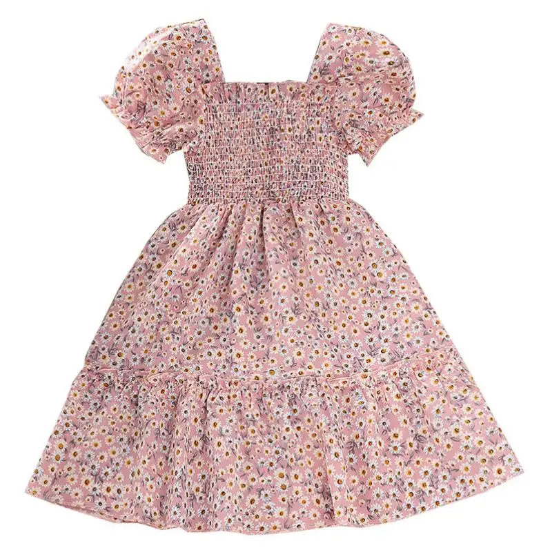 Vestido de princesa de verão para bebês meninas, vestidos de festa casual com estampa floral de chiffon, vestidos para meninas, novidade