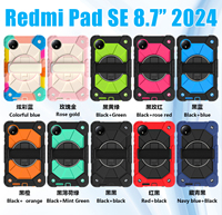 Étui robuste antichoc pour Redmi Pad SE 8.7 2024, silicone + PC, support 360°, sangle de main, sangle d'épaule, rose gold