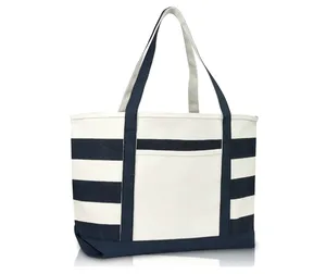 Sacola de compras grande com bolso interno para reciclagem com logotipo personalizado, sacola de lona branca e preta, sacola de compras em branco