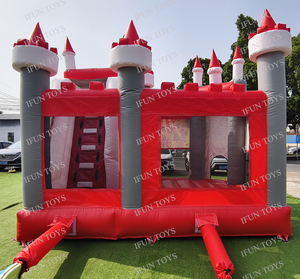 Château gonflable commercial avec toboggan, thème cirque, pour location événementielle, en PVC 0,55 mm - Product Image 4
