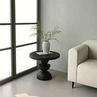 Table d'appoint ronde en bois massif, forme sculpturale moderne, table d'appoint pour salon, mobilier de café décoratif minimaliste pour la maison