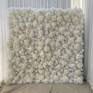 ดอกไม้ประดิษฐ์สีชมพูสีขาวแบบกำหนดเองได้ HI-FW036สำหรับงานแต่งงานฉากหลังดอกกุหลาบผ้าไหมอุปกรณ์จัดงานแต่งงาน - Product Image 4