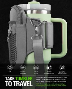 Portabotellas con bolsillo para teléfono para vaso Stanley de 40/30 oz, correa ajustable y mosquetón para accesorio de vaso Stanley - Product Image 4