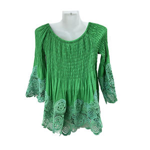 Diseño de autocultivo <span class=keywords><strong>Blusa</strong></span> de corsé para mujer Blusas de moda Telas <span class=keywords><strong>Blusa</strong></span> de encaje <span class=keywords><strong>verde</strong></span> - Product Image 3