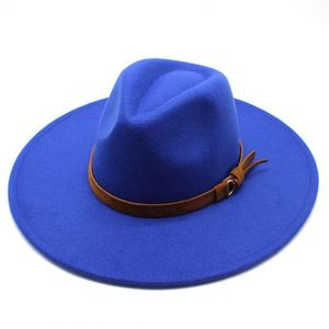 Wholesale Hot Sell Autumn Winter Custom 9.5cm Big Wide Brim Fedora <b>Hats</b> <b>for</b> Women Men Fashion Silk Screen Printed - Product Image 6