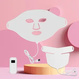 Idealight Silicone LED Masque Visage et Cou 219pcs Puces Led Thérapie Rouge 7 Couleurs LED Masque Thérapie Rouge Led Visage pour Beauté maison s