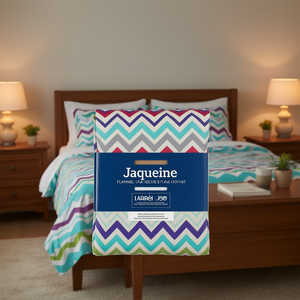 Ensemble de draps en flanelle Jaqueline, double, 100% coton, motif en zigzag, literie pour la maison - Product Image 2