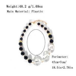<span class=keywords><strong>2025</strong></span> thời trang nhựa nhựa trong suốt đính cườm Vòng cổ phóng đại trong suốt đính cườm đen Acrylic hạt xương đòn chuỗi - Product Image 6