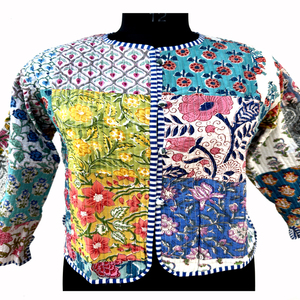 Chaqueta de Forro Polar de Algodón Reversible y Transpirable con Estampado Étnico Bohemio para Mujer, Chaqueta Corta de Invierno con Estampado Floral, Precio al por Mayor - Product Image 2