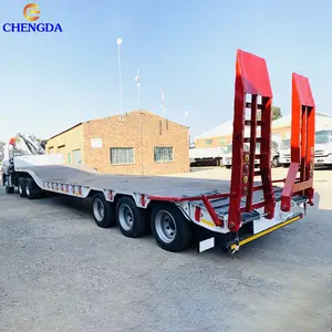 China Low Price 2 Axle 4 Axle 60 Ton Lowboy Low Bed 3 Axle Lowbed Semi Trailer For Sale