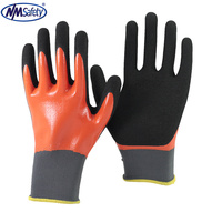 NMSAFETY — gants de travail de sécurité en nylon, revêtement double, bleu et noir, en nitrile, sur la paume, calibre EN388 3121 13