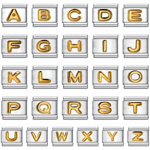 Letras en relieve chapadas en oro sobre acero de titanio, accesorios de joyería para pulseras DIY, forma rectangular para la fabricación de pulseras - Product Image 1