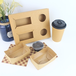 Venta al por mayor de papel para llevar en la cafetería con logotipo personalizado desechable Espresso tazas de café soporte bolsas conjunto de embalaje de alimentos - Product Image 2