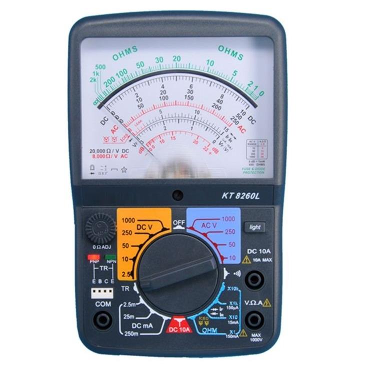 Высокочувствительный аналоговый мультиметр KT8260L с запатентованной функцией подсветки.