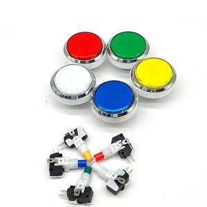 Bouton de jeu vidéo d'arcade de luxe 60 mm en plastique plaqué argent, à biseau plat, avec ampoule LED et réinitialisation automatique - Product Image 1