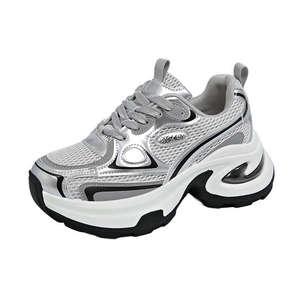 Zapatos Deportivos Casuales Plateados con Plataforma y Suela Gruesa QLFashion Explosions 2025, Súper Novedad de Verano para Mujeres de Baja Estatura 26 - Product Image 5