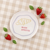 Ensemble de 4 assiettes en céramique italiennes Dolce Vita, imprimé mignon avec des citations et des motifs alimentaires, Buon Appetito, option mélamine, parfaites pour un pique-nique