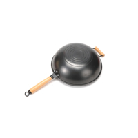 Wok antiadhésif de haute qualité 35 cm avec poignée en bois, construction en acier et aluminium, capacité 20 L, revêtement multicouche, inoxydable