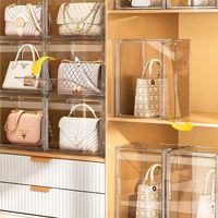Boîte de présentation pour sacs à main et cadeaux TGYW, boîte de présentation anti-poussière pour sacs à main, bacs et boîtes de rangement en plastique transparent avec porte magnétique