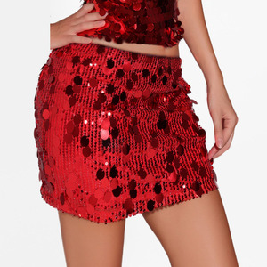 <span class=keywords><strong>Jupe</strong></span> mini moulante à sequins brillants pour femme, taille haute, style « Spicy Girl », idéale pour les soirées en boîte de nuit et les spectacles de danse. - Product Image 6