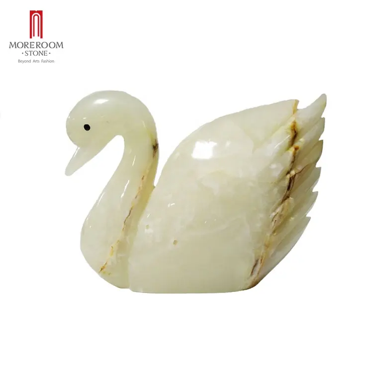 หินอ่อนหินนิล Swan ประติมากรรม Book End