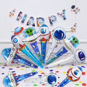 Razzo astronauta che tiene i palloncini di lamina a <span class=keywords><strong>tema</strong></span> spaziale per feste di compleanno alieni dischi volanti in mongolfiera in alluminio - Product Image 3