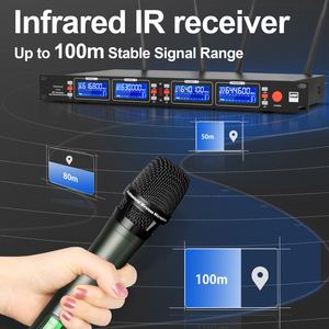 Dr2400 Chuyên Nghiệp Microfones 4 Kênh Xách Tay Không Dây Cầm Tay Microphone Với Bodypack Transmitter Tai Nghe Microphone - Product Image 3