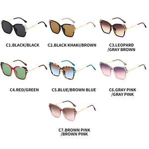 Logo Custom Vintage Colorful <b>Square</b> Metal Sun Glasses UV400 Big <b>Frame</b> Cat Eye <b>Sunglasses</b> for Women - Product Image 5