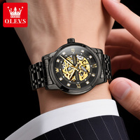 Montre OLEVS 9901, bracelet en acier inoxydable, style décontracté, résistante à l'eau, avec diamants, logo personnalisé, Relogio Masculino.