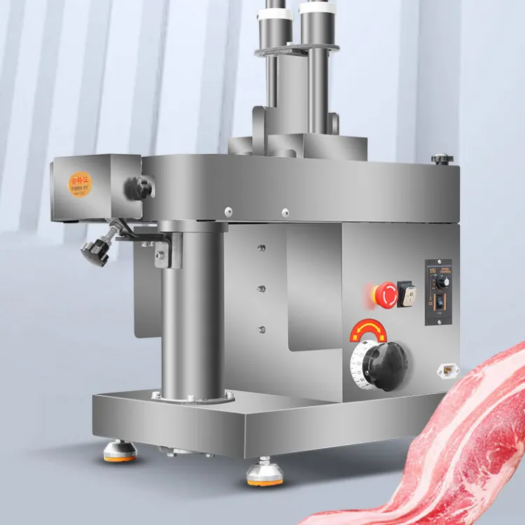 Poderosa máquina de fatiar carne congelada operação estável fatiador de carne comercial totalmente automático fatiado