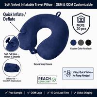 Oreiller de voyage gonflable Quick Valve avec housse en velours doux, dégonflable, portable, peu encombrant, coussin d'air léger OEM Homezoo